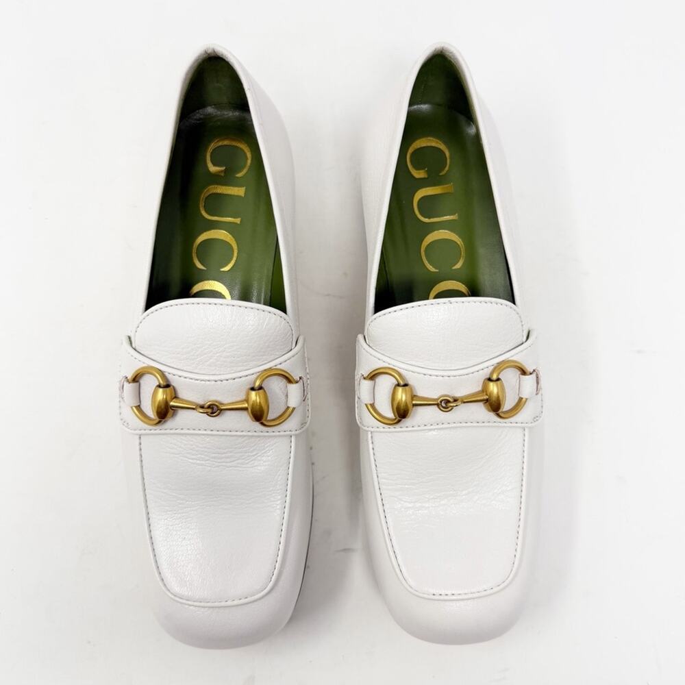Gucci Houdan Horsebit Platform Loafers White Leather Womens Size EU 36 - Picture 2 of 11
